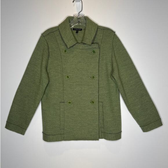 Eileen Fisher Petite Merino Wool Double-Breasted Peacoat Sweater Jacket medium P - Picture 3 of 12